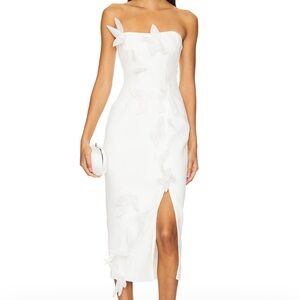 White Elliatt dress. Perfect for bridal shower or rehearsal dinner!